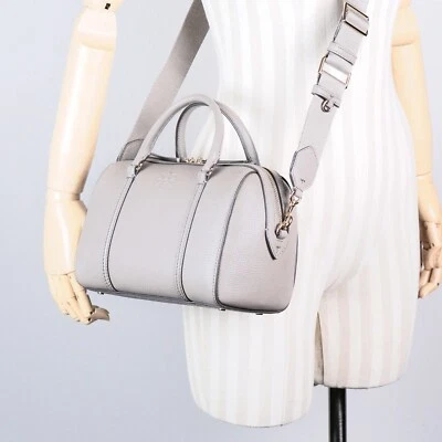 Tory Burch Thea Gray Leather Satchel Crossbody Shoulder Bag Purse 163516 $498 - Image 1 of 4