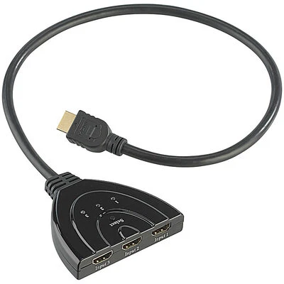 auvisio Automatischer 3-fach-HDMI-Umschalter für Full-HD-TVs (3D), HDMI 1.3b