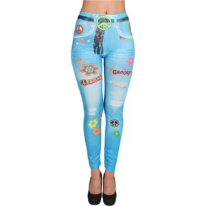70er Jahre Leggings Flower Power Stretchhose Stretch Hippiehose Hippie Damenhose - Bild 1 von 1