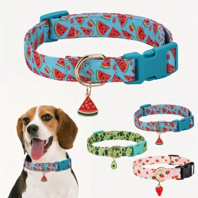 Printed Dog Collar Adjustable Buckles Alloy Pendant Washable Dogs Neck Strap^ - image 1 of 4