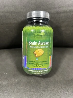 Irwin Naturals Brain Awake AlphaWave MCT 60 Liquid Soft-Gels Exp 06/25 Sealed Foto 1 de 2