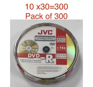 300 x JVC DVD-R 16x Speed 4.7GB 120 mins Premium Grade Blank Discs Spindle - Picture 1 of 2