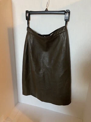 Falda Ann Taylor Vintage Cuero Genuino MARRÓN Forrada a Lápiz Talla 6 Foto 1 de 4