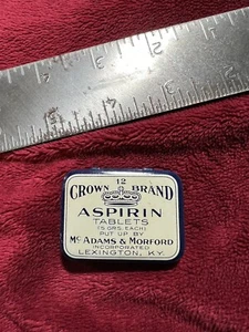 Vintage Crown Brand Empty Aspirin Tin, Excellent Condition! - Picture 1 of 5