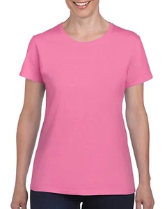 Pink Gildan Heavy Cotton Ladies T Shirt Top Womens Girls Plain Choose Quantity - Picture 1 of 2