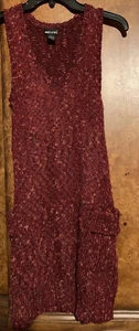 Wet Seal Women's V-Neck Sleeveless Sweater Dress w/ Pockets Burgundy Brown SMALL - Picture 1 of 7