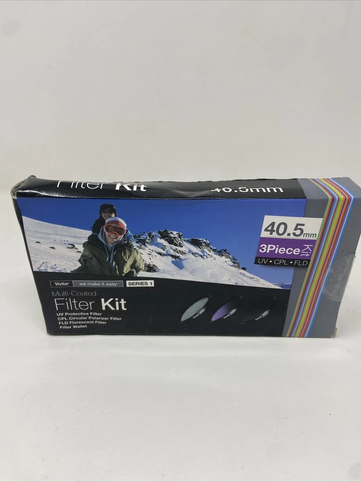 Vivitar 40.5mm 3-Piece Multi Coated Filter Kit UV+CPL+FLD New In Box. - Image 1 of 4