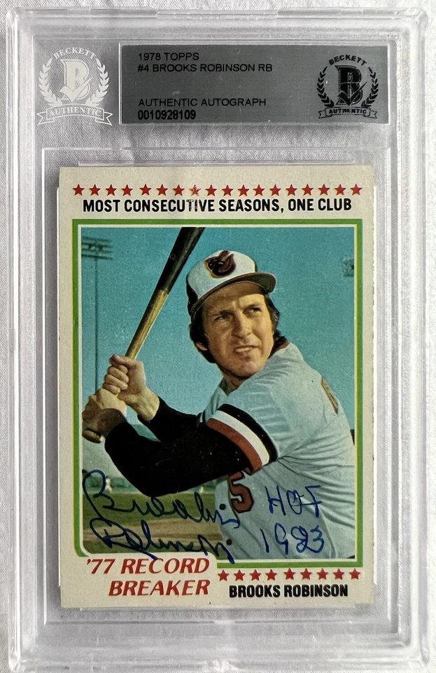 1978 TOPPS #4 BROOKS ROBINSON RB AUTHENTIC AUTOGRAPH Beckett - Image 1 of 3