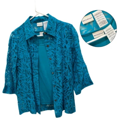 Blusa y camiseta sin mangas blanca Stag Teal Burnout M transparente 2 piezas nueva con etiquetas Foto 1 de 4