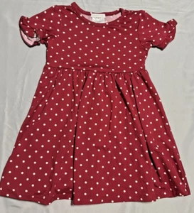 “Maroon White Polka Dot Toddler Dress 2T – Fit & Flare Party Clothes - Picture 1 of 4