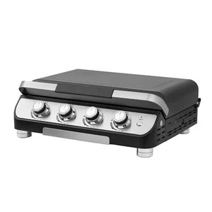 Modern 4 Burner Gas Plancha with Lid – Enameled Steel Griddle LED Controls 10kw - Picture 1 of 9