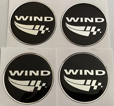 RENAULT WIND ALLOY WHEEL CENTRE CAP STICKERS DOMED X4 BLACK CHROME ALL SIZES - Image 1 of 4