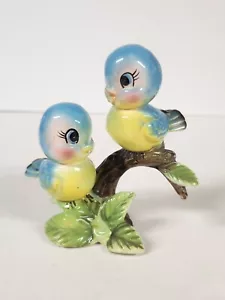 Figurine vintage Norcrest Japan uccellini blu su ramo 4,5 pollici - Foto 1 di 15