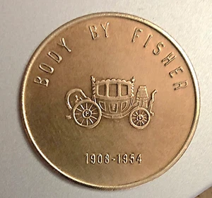 Vintage 1954 Automotive Brass Token: General Motors Fisher Body;  1908-1954 - Picture 1 of 2