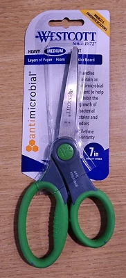 Westcott 7-Inch Antimicrobial Scissors, Green Handles, Precision Stainless Steel - Image 1 of 2