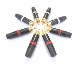 8 Neutrik Gold RCA Phono NYS373 red & white Rean Professional solder connectors - Picture 1 of 4