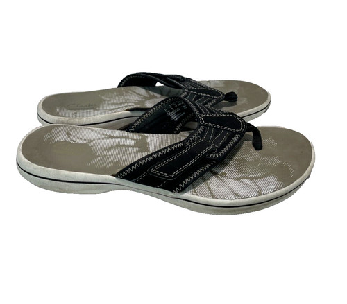 Flop infradito da donna nero bianco Clarks Breeze perizoma da donna taglia 8 comfort slip on