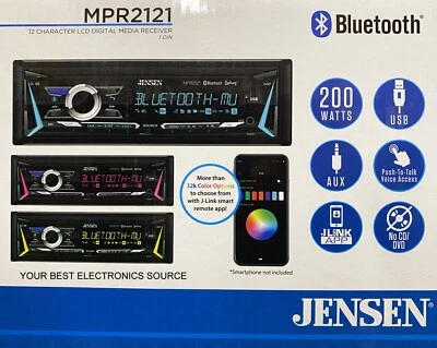 NEW Jensen MPR2121 1-DIN Car Digital Media Receiver w/ Bluetooth - Image 1 of 3