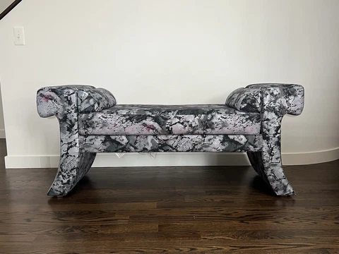 Post Modern Carson’s Upholstered Bench, circa 1990’s Cover