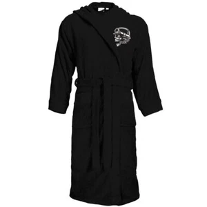 Herren Männer Bademantel Frottee Kapuze Biker Streetfighter Totenkopf MC Club - Bild 1 von 8