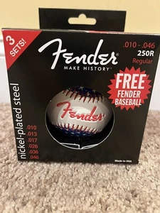 Fender 250R Nickel Plated Electric Guitar Strings w/free Baseball 3 Sets (.010) - Picture 1 of 4