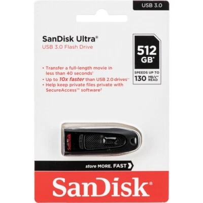 SanDisk 512GB Ultra USB 3.0 130MB/s Thumb Pen Flash Pen Drive SDCZ48-512G - Image 1 of 4