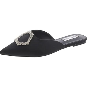 Steve Madden Womens Flore Black Satin Mules Shoes 7 Medium (B,M) BHFO 4448 - Picture 1 of 3