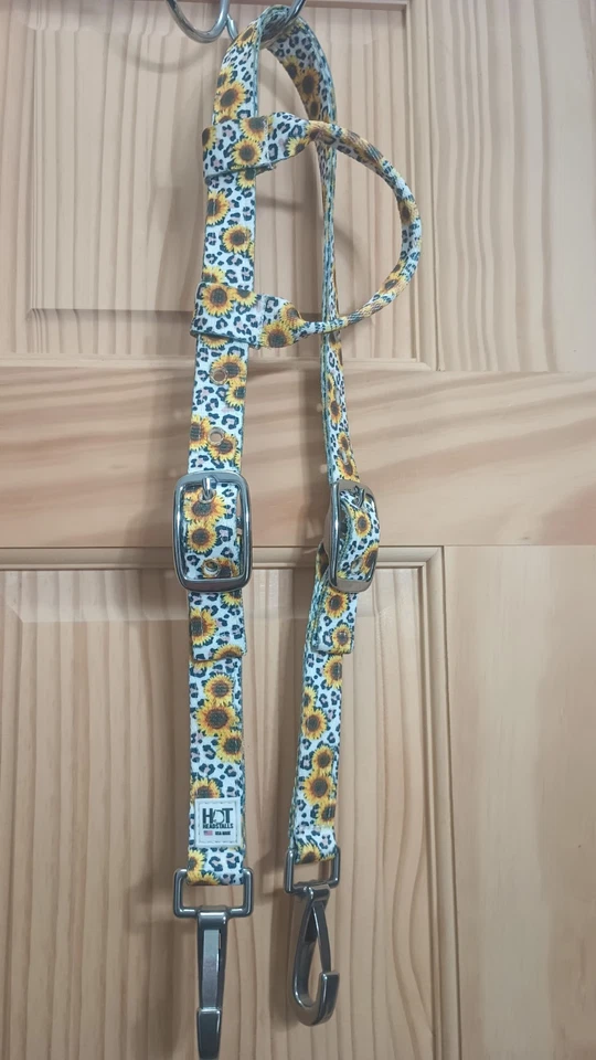 Hot Headstalls Sunflower White Cheetah 1" Headstall - New - Image 1 of 1