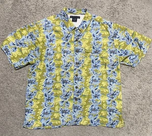 ExOfficio Shirt Mens Large Blue Green Floral Vented Fishing Hawaiian Button Up - Picture 1 of 12