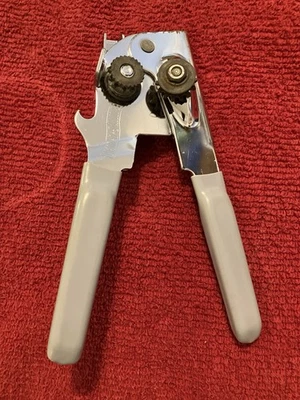 Vintge Swing Away Manual Can Opener Made In USA Stainless Steel Grey Rubber - Image 1 of 3