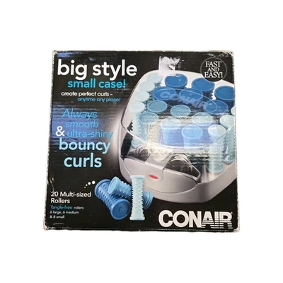 Conair Big Style Curlers Small Case Compact 20 Multi-Sized Hot Rollers Blue - Image 1 of 4