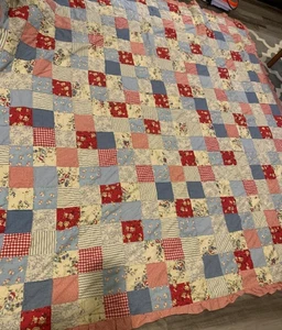Vintage Cutter Quilt Machine Stitched Hand Quilted 90"x92" AS IS - LOT90-28 - Picture 1 of 3