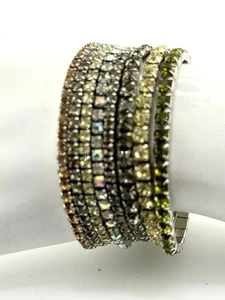 Lot 8 Crystal and Rhinestone, Glass Multi Colors Stretch Bracelets Item B-2 - Picture 1 of 4