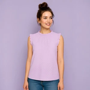 J.Crew Factory lila Rüschen ärmellose Büro Brunch Bluse - Large - Bild 1 von 8