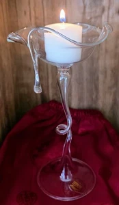 Kunstglas Kerzenständer von "ITTIG Glashütte Studios" Germany mundgeblasen - Bild 1 von 11