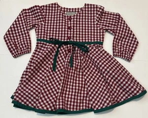 Eleanor Rose Mädchen Langarm grün rot weiß kariert Kleid-Größe 3-4 gebraucht, in einwandfreiem Zustand - Bild 1 von 5