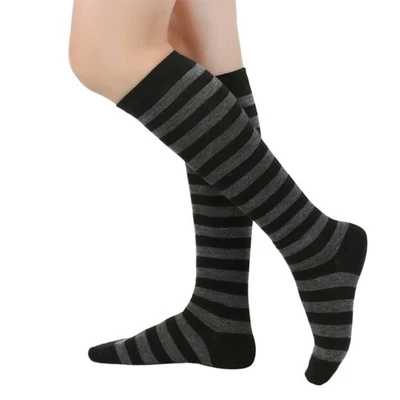 Women Stripe Knee Highs Socks Colorful Stripe Stockings Tube Socks Cosplay - Image 1 of 4
