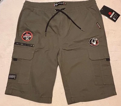 Akademiks Pantalones Cortos Hombre Verde Cordón Carga Pantalones Cortos XL Teléfono Celular Bolsillo Foto 1 de 4