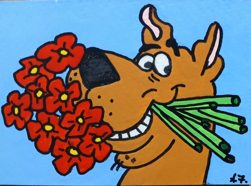 Scooby-Doo ATC CARD ACEO ORIGINAL HAND PAINTED Signed OOAK - Image 1 of 1