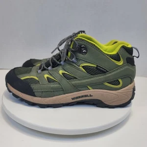 Merrell Boys Hiking Boot Size 7 Moab II Mid Waterproof Green/Lime - Picture 1 of 11