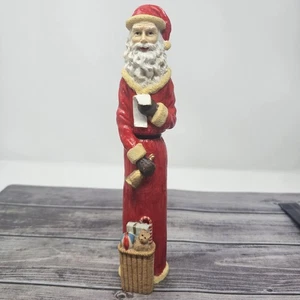 Artmark Hand Painted Santa Claus Pencil Figure List Basket Folkart - Picture 1 of 9