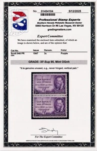 U.S. #946 PR 3¢ 1947 Joseph Pulitzer PSE XF-Sup 95, Mint OGh - Picture 1 of 5