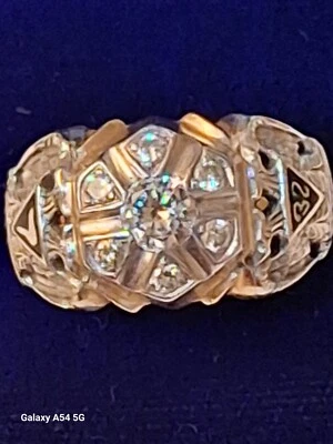 Mens 32nd Degree Masonic 14KT Yellow ,White Gold  Round Diamond  - Image 1 of 4