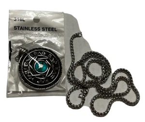 Collar Colgante Hexagrama Acero Inoxidable Símbolo Ojo Azul Amuleto Cadena 316L - Imagen 1 de 3