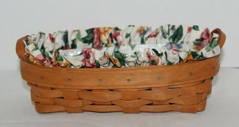 Longaberger 1997 Lavender Booking Basket Combo w Garden Splendor Liner Protector Cover