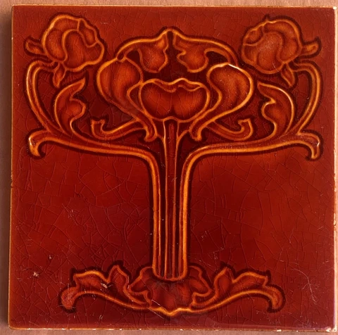 ENGLAND - ANTIQUE ART NOUVEAU MAJOLICA TILE C1900 Cover