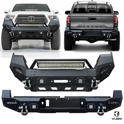 For 2016-2023 Toyota Tacoma Vijay New Front/Rear Bumper W/Winch Plate&LED Lights - Image 1 of 4