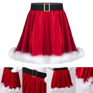 Girl Santa Christmas Show Skirt Costume Mrs Claus Dance Cosplay Fancy Dress - Picture 1 of 15