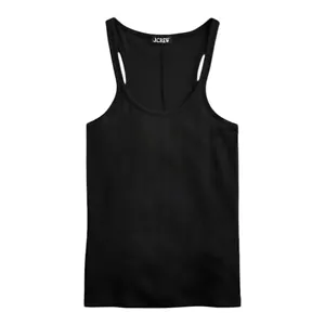 J Crew schwarzes Feinripp Racerback U-Ausschnitt Tanktop Damen Größe L - Bild 1 von 11