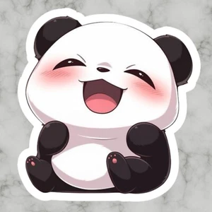 Kawaii Cute Panda bear, Happy, Adorable Glossy Vinyl sticker, Decal - Picture 1 of 2